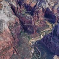 View of Angle's Landing and Scout Lookout at Zion National Park